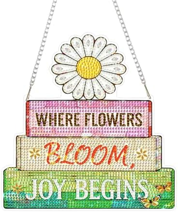 CRZMODE Flowers Diamond Art Hanging Kit for Adults, SunflowersPendant Diamonds Painting Art Kit, Special Crystal Diamond Art Painting Pendant Ornament, Craft Gift for Women Home Window Decor