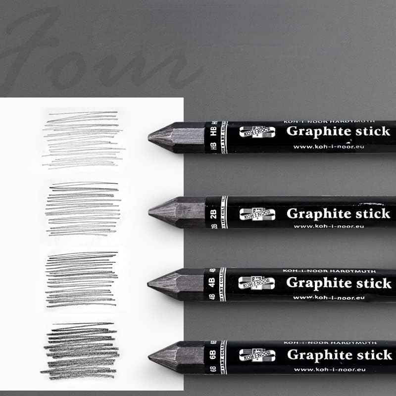 4Pcs Graphite Stick Set HB 2B 4B 6B Woodless Hexagonal Pencil Graphite Crayon for Adults Artist Sketching Drawing Shading Art Supplies
