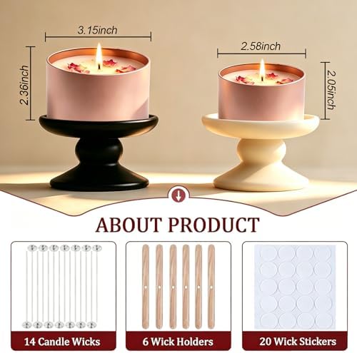 Candle Tins Jars Container Vessels for Making Candle 8 oz Rose Glod Empty Candle Tins Can With Lid Wax Container Bulk Making DIY Candle Supplies Accessories (Rose Gold with Woodgrain Lid, 8oz-12pcs)