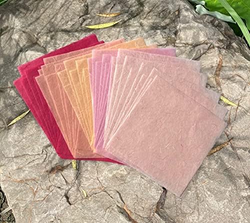 Natural Fiber Mulberry Paper Sheets 6 x 6 Inches, 50 PCS Handmade Craft Paper for Origami, Scrapbooking, Card Making, DIY Decoration, Mixed Media Art (Wedding Tone,)