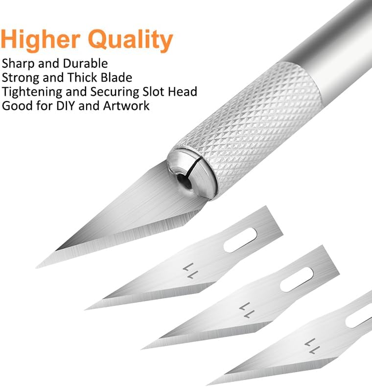 2PCS Craft Knife Hobby Knife with 60PCS Spare Exacto Knife Blades #11, Cutting Mat (A4), A Ruler, HEADLEY TOOLS Precision Exacto Knife Set Ideal for Crafting, Scrapbooking, Arts, DIY, Stencil, Carving