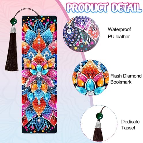 Wivico 6Pcs Diamond Painting Art Bookmarks Kits, Pearl Art Kits for Adults.