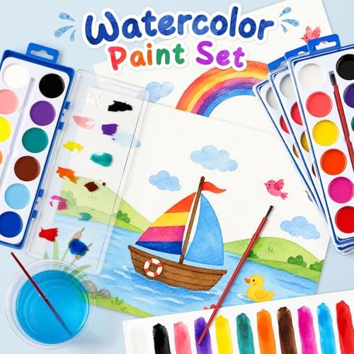 72 Pack Watercolor Paint Set, 12 Colors Water Paint Bulk for Kids