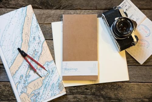 WANDERINGS Blank Regular Size Travelers Notebook Inserts | 4.25" x 8.25" (11 x 21cm) | 100 GSM Paper | 6 Hand-sewn Booklets/360 Pages | Travelers Notebook Refills for Journals, Diaries, Planners