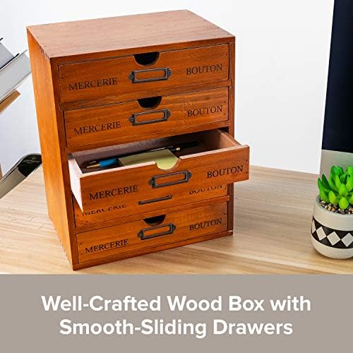 Vintage 5-Drawer Wooden Desk Organizer - Craft Storage - Rustic Shelf Drawer - Home Bedazzling, Rhinestone Organizers and Accessories - Embroidery Floss - Apothecary Cabinet, Art Storage I Stackable