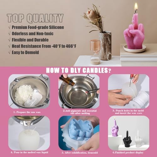 Large Hand Shaped Silicone Mold for Candle Making, 5" Gesture Candle Mold