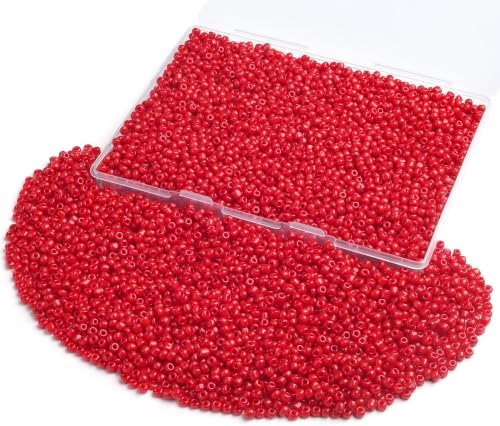 ZHIYUXI 3000Pcs 4mm Red Glass Seed Beads for Jewelry Making