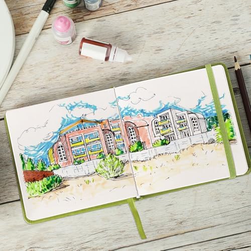 Prudiut 5" x 5" Hardcover Small Sketch Book, 80 Sheets, Emerald Green