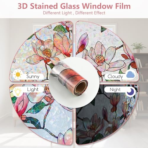 Kromapolis Window Privacy Film, Stained Glass Sticker, 35.4" x 157.4"