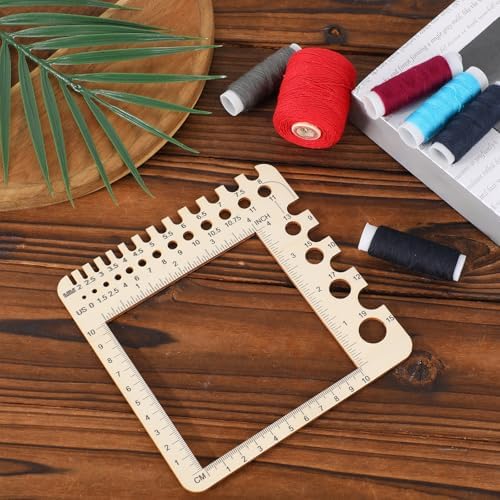 Wooden Knitting Gauge Measuring Tool, Knitting Needle Sizer Ruler Gadgets Wooden Measuring Tool Notions Multi-Size Holes Knitter Gifts for Needles for Spinners Yarn Art Sewing Crochet Accessories