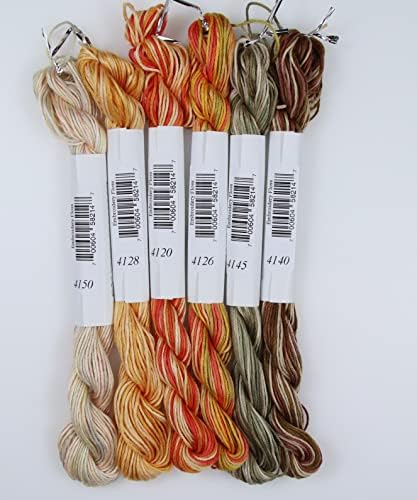 KCS Big skeins of 25 Meters Size 25 Color Variegated Cross Stitch Stranded Threads,6 skeins,13