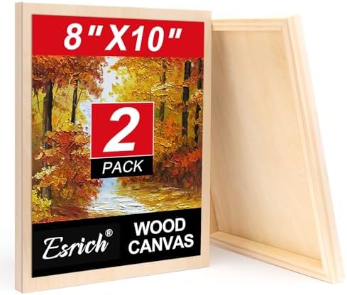 ESRICH 8x10 Inch Wood Panels for Painting, 2 Pack Craft Wood Canvas Boards, Blank Unfinished Wooden Art Board for DIY Art Creations Such as Painting, Acrylic Pouring, Resin, Burning, Collage, etc.