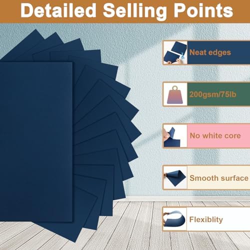 Silunkia 40 Sheets Navy Blue Cardstock 8.5 x 11 Crafts Paper 75lb