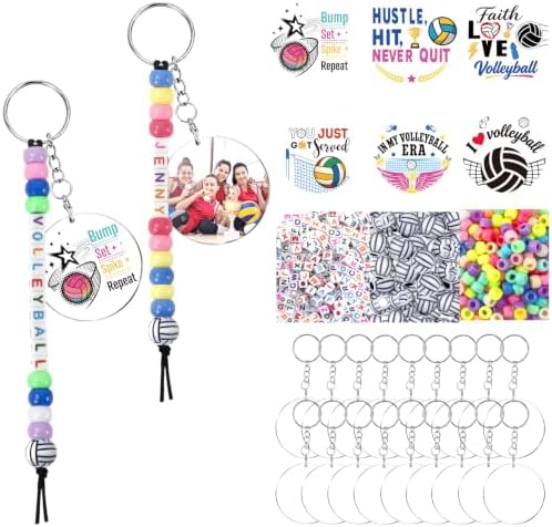 900Pcs 24 Sets Volleyball Keychain Making Kit, DIY Volleyball Crafts Gifts