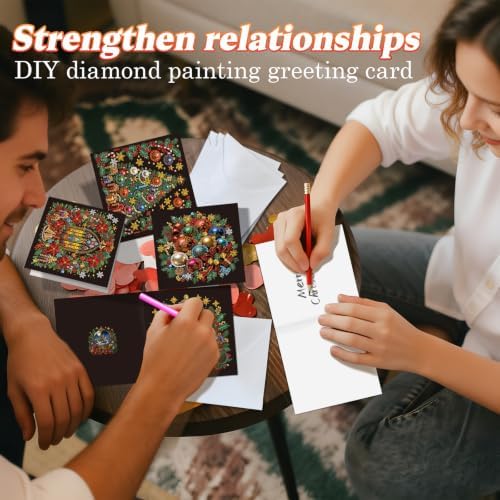 POETRYDRAW DIY Diamond Art Painting Greeting Card Kit, Creative Craft Set for Card Making，Christmas