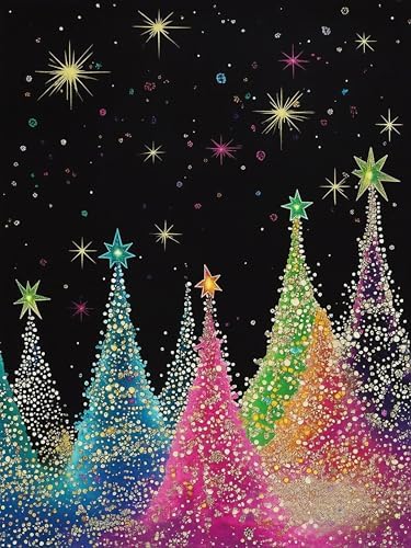 ijbnhd Christmas Tree Diamond Art Kits for Adults 12x16inch