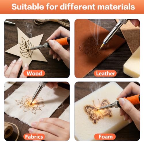 Wood Burning Kit, 23pcs Wood Burning Pen Adjustable Temperature 200-450°C