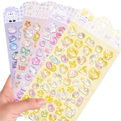 3D Puffy Stickers, Kawaii Resin Decorative Stickers for Phone Case, Notebook, Scrapbooking (Style-13)