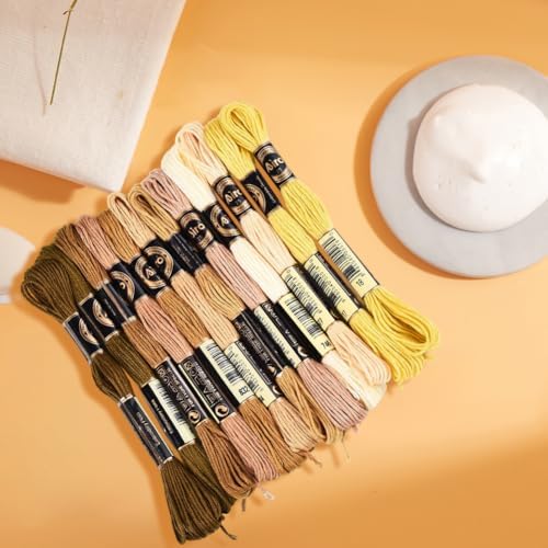12 Skeins 6 Strands Brown Embroidery Floss Thread for Bracelets