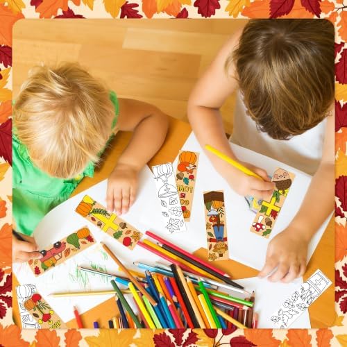 72Pcs Fall Color Your Own Bookmarks, Coloring Blank Bookmarks for Kids