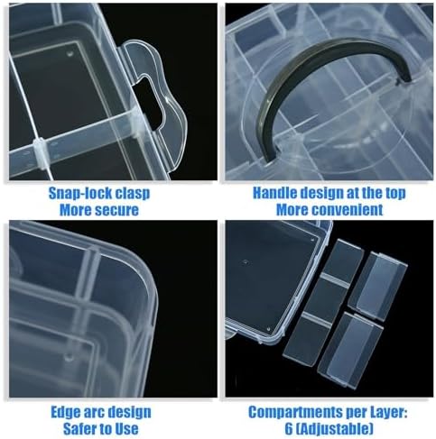 2pack 3-Tier Stackable Bead Storage Container Box 18 Compartments Organizer