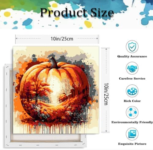 Fall Paint by Numbers Kit for Adults,Pumpkin Paint by Number With Frame