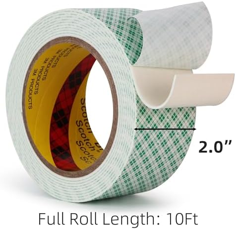 3M Double Sided Foam Tape 2.0"×10Ft 1 Pack White Heavy Duty