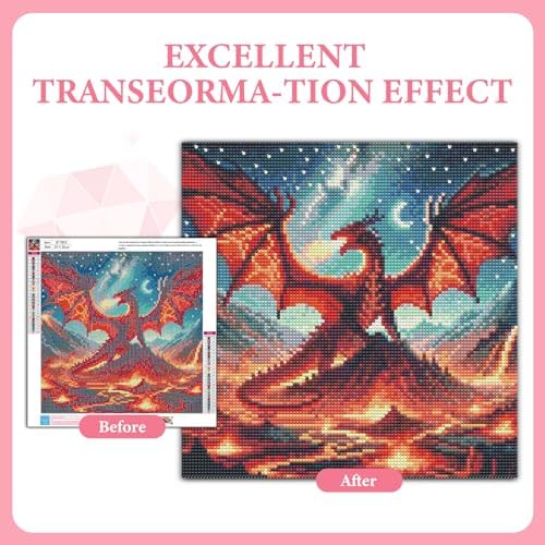 Diamond Art Kits for Adults, 5D Dragon Diamond Painting Kit, 14x14 Inch