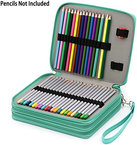 BTSKY Deluxe PU Leather Pencil Case For Colored Pencils - 120 Slot, Green