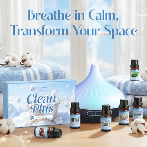 Clean Essential Oils Set - 14Pcs Clean Fresh Scent Fragrance Oil Blend for Diffuser, Soap & Candle Making