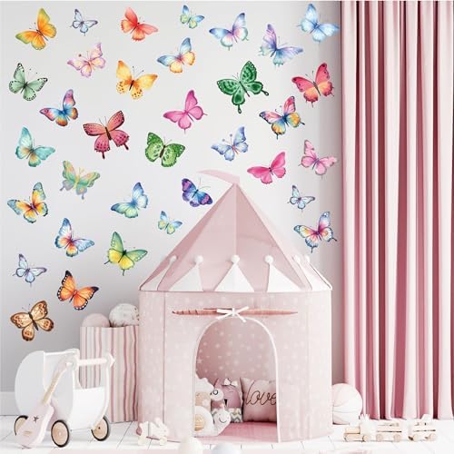 AOWDIAO 62 Large Butterfly Wall Decals - Peel and Stick Vinyl Wall Stickers for Room Decor, Safe for Walls, Repositionable