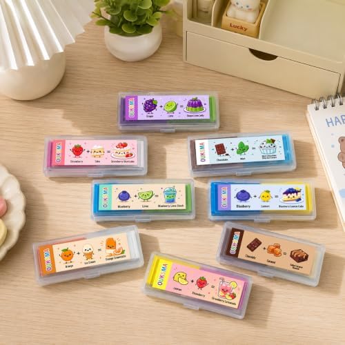 Scented Kneaded Erasers, 10 Colors & 10 Scents, Soft Kneadable Erasers for Drawing, Sketching, Graphite & Charcoal, Putty Eraser with Individual Storage Cases (8, 10 Colors)