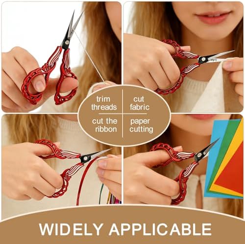Premium Sharp Embroidery Scissors, Stainless Steel Sewing Scissors for Cross Stitch, Needlework, Fabric Cutting, Thread Snips, DIY Craft, Multiple Vibrant Colors (Gold)