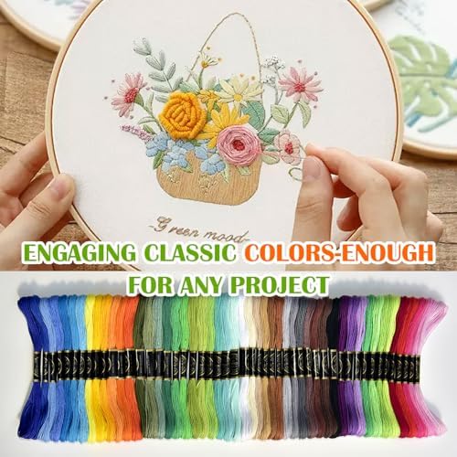Friendship Bracelet String 50 Skeins Rainbow Color Embroidery Floss Cross Stitch Embroidery Thread Cotton Floss Bracelet Yarn, Craft Floss(Classic Color)