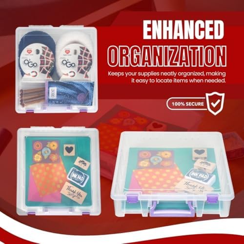 ArtBin Essentials 12 x 12 One-Compartment Craft Box, Clear | One Open Compartment, 15.25 x 14 x 3.5 Inches, Secure Latches, Stackable, Durable Polypropylene