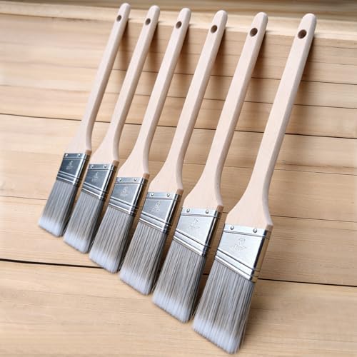 King Origin 2 Inch Angled Paint Brushes 6 PCS Wood Handle