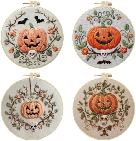 Embroidery Kit for Beginners & Adults with Pumpkin Pattern