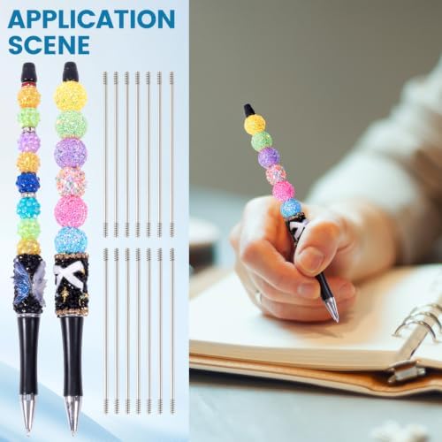 50PCS Beadable Pen Extender Rods, 72mm Beaded Metal Rods, Silver