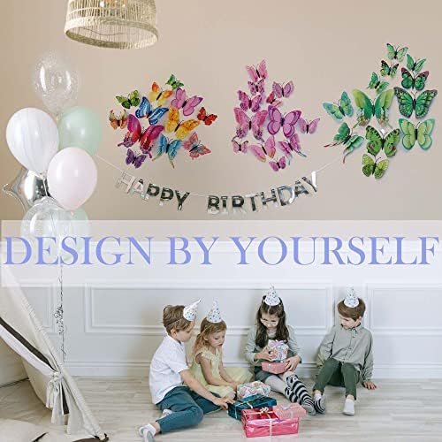 OPSEAM 3D Butterfly Wall Decor Butterfly Decorations Stickers with Magnets | 48 PCS Pink,12 Styles Double Layer Butterfly for Classroom Decoration,Locker Refrigerator, Reusable,Waterproof