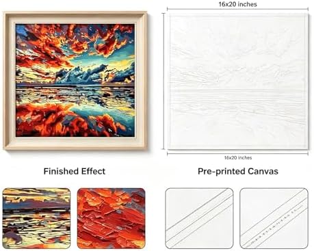 Paint by Numbers Kit for Adults - Ocean Sunset Landscape, DIY Paint by Number, Abstract Oil Painting Style Canvas, Adults Paint by Number Kits for Relaxation & Home Decor
