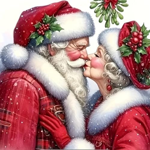 Mr. And Mrs. Santa Diamond Painting Kit, Diamond Art Painting Kits for Adults, Rhinestones Diamond Painting, Gem Art Diamond Dots Crafts for Beginners DIY, Home Wall Christmas Decor Gift, 12x12inch