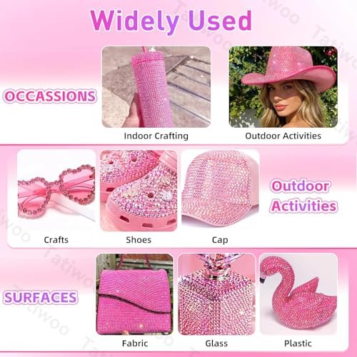 Hot Pink Jelly Rhinestones 2-6mm, 28Grid Flatback Gems Kit for Bedazzling