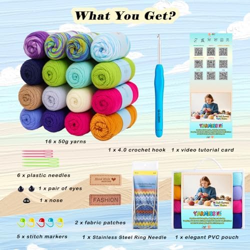 Yarniss 100% Acrylic Crochet Yarn Kit,1760 Yards Medium Worsted Yarn