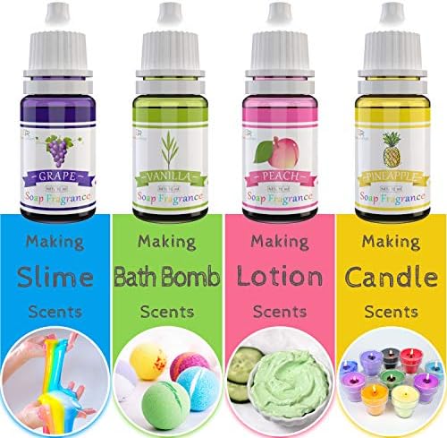 18 Soap Making Scent - Liquid Soap Fragrance Oils Set for DIY Bath Bomb, Soap Making Supplies, Slime - Concentrated Food Grade Soap Flavoring Bath Bomb Scents for Cosmetic, Crafts - 10ml/0.35oz Each