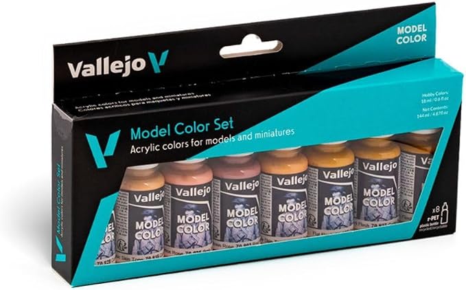 Vallejo - Model Color Face & Skin Tones Set | Modeling Acrylic Paints | 8 bottles x 18 ml (0.60 fl.oz.)