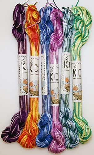 KCS Big skeins of 25 Meters Size 25 Color Variegated Cross Stitch Stranded Threads,6 skeins,04