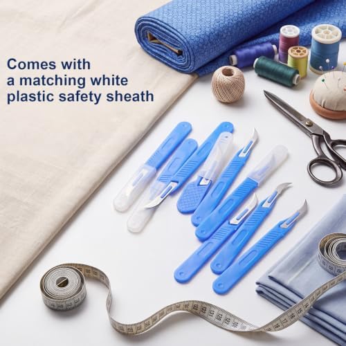 Mudder 10 Pcs Seam Rippers for Sewing Razor Stitch Thread Cutter with Protective Case Bulk Blue Stitch Remover Tool for Sewing Crafting Embroidery Picking Threads Opening Buttonholes (Two Size)