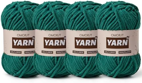 4 Packs Plush Chenille Chunky Crochet Yarn - Baby Yarn for Crocheting Soft - Velvet Yarns Knitting for Blankets Crafts - Fluffy Amigurumi Yarns 200g/262.5yds (4 Greener)