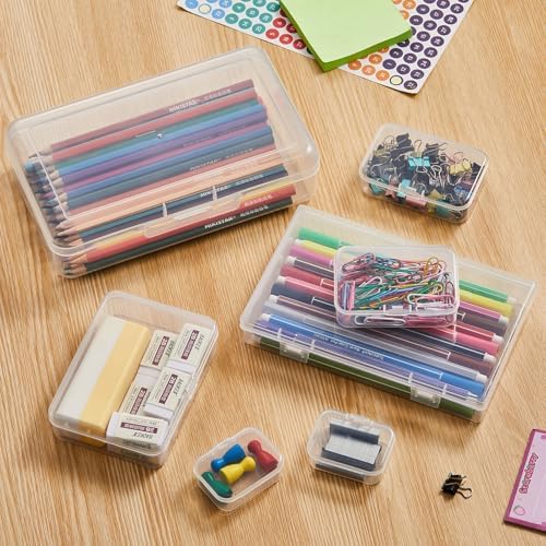 42 Pieces Mixed Sizes Rectangular Empty Mini Clear Plastic Organizer Box