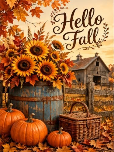 DOTSTART Rustic Fall Diamond Art Kits for Adults, Autumn Full Drill Gem Art
